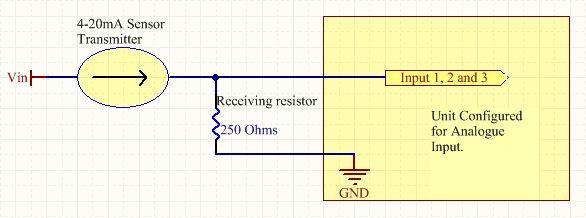 The sensor would require an external power source which may or may not be the same as the unit itself. It will also require an external resistor. The internal pull up resistor is not activated.