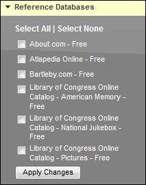 Click Select None to omit the results from reference databases. Select one or more reference databases to include in the results. Click Apply Changes to save your selections.