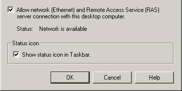 TopSURV Files Allow network (Ethernet) and Remote Access Service (RAS) server connection with this desktop computer Show status icon in Taskbar Fig 4-3.