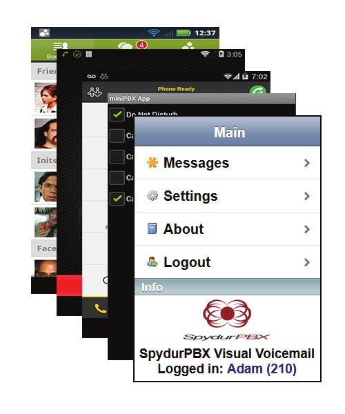 Spydur PBX Accessibility & Mobility Dramatically increase your productivity by communicating more efficiently through audio, video, and text.