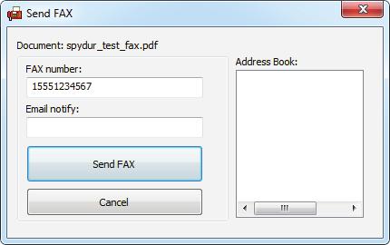 Print to Fax (from any application) Simply choose the Spydur's Fax Server as a network printer Web to Fax from