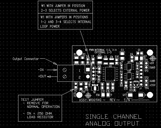 VFD Single Channel Analog Output Card and Jumper Settings NOTE Test jumper in will give 1 volt in the direct settings in Motor Speed which is equivalent to 4ma.