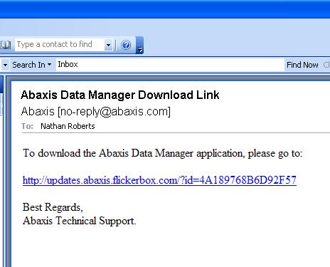 Install Abaxis Data Manager Open Internet Explorer. Navigate to: http://updates.abaxis.com > Data Manager Complete the Abaxis Data Manager registration form.