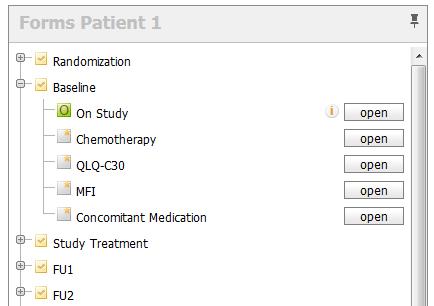 the icon in a patient row will show the Patient Summary with the most important details (e.g.