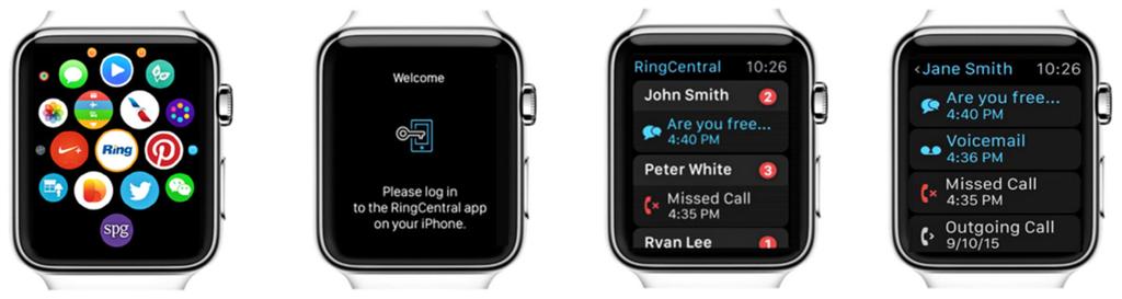 RingCentral Mobile App Guide Appendix B - Apple Watch Support 110 Appendix B - Apple Watch Support Apple Watch Support provides instant notification when a call or message arrives, so you never have
