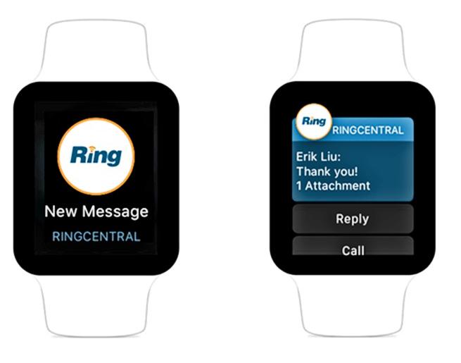 RingCentral Mobile App Guide Appendix B - Apple Watch Support 115 Multimedia Support (MMS) On Apple Watch: New message