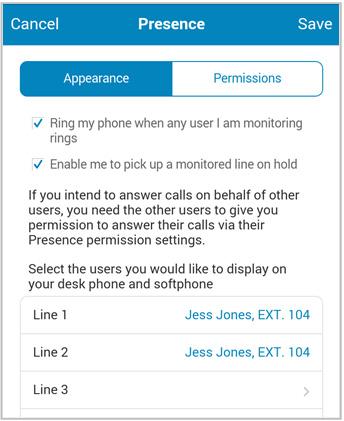 RingCentral Mobile App Guide Presence 42 When you add extensions for this user to monitor with Presence, you can also check Ring my phone when any user I am monitoring rings so the user will know