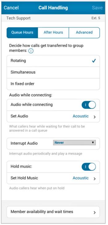 RingCentral Mobile App Guide Group Call Handling 79 Group Call Handling Group call handling includes deciding the order in which calls are transferring to Group members; the music that is played
