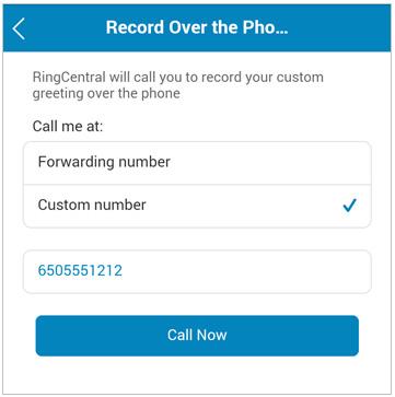 Provide a phone number for the system to call, or have it call your forwarding number (select one under the Forwarding Number menu). 3. Tap Call Now. 4.
