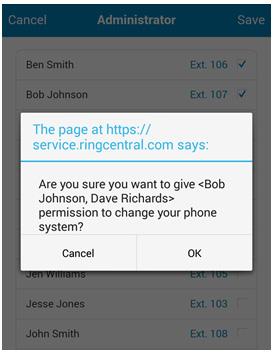 On the list of your users, tap the check box next to users you wish to grant Administrator privileges and tap