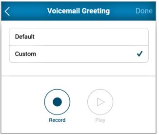 RingCentral Mobile App Guide Set up Administrator Call Forwarding 96 Record a Custom Group Voicemail Greeting 1. Tap Custom and then tap Record. 2.
