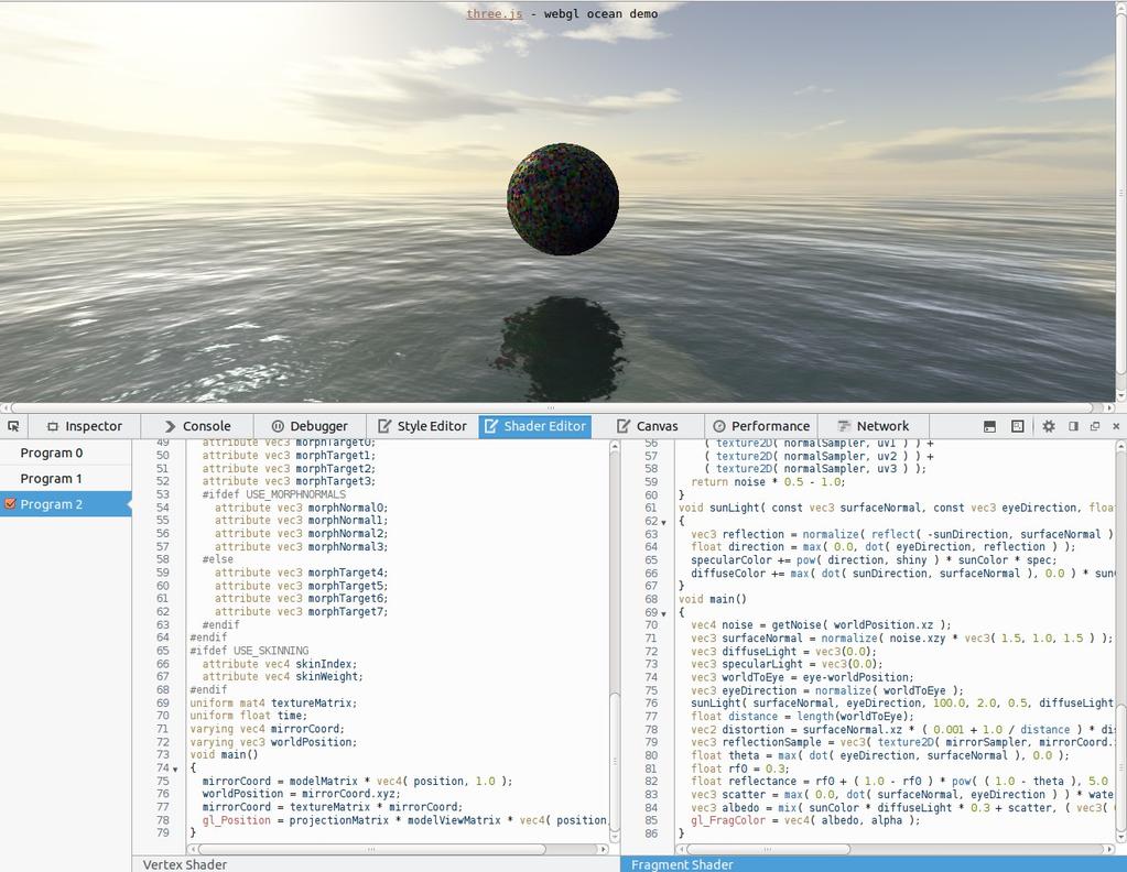 Accessible Shader Development with WebGL Browser tools Shader Editor in