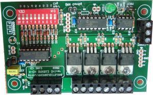 DMX512-4 Channel PWM Driver Board #805 Overview The 4-channel PWM driver board provides four open drain (collector) type outputs that can be directly controlled from a DMX512 network.