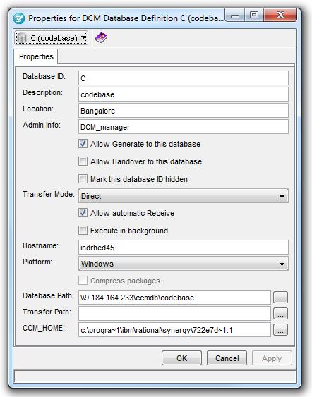 Handover allowed Receive options Transfer mode (and its related parameters) Data compression setting Delete a DCM database definition When you no longer want to use a DCM database definition, you can
