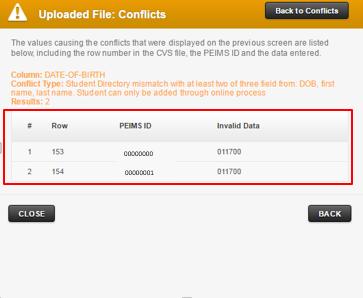 Students: Upload Identifying Conflicts Further drilldown