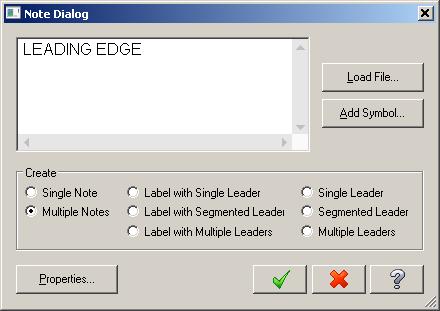 R. Add Leading Edge, V Stab, H Stab Text. Step 1. On the Drafting tab click Note. Step 2. In the Note dialog box: Lock the Caps, key-in: LEADING EDGE Select Multiple Notes, Fig. 40. Step 3.