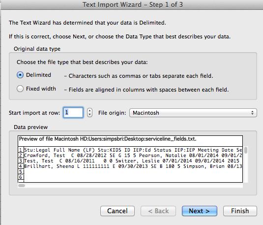 Once you ve chosen the.txt file you will be given the Text Import Wizard.