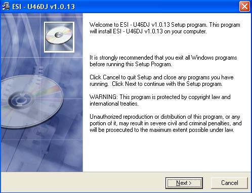 2. Install exclusive U46DJ driver. Insert the driver CD in your CD Rom drive.