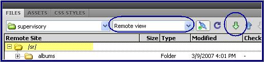 Copying Files from the Remote View to Local View If you know you have a site published on the remote server, but do not have the files stored locally on your computer, you can get them from the