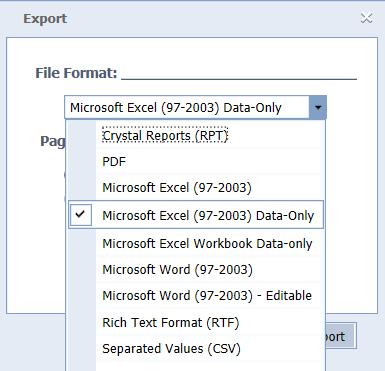 Because we selected the Data Extract display option we re going to export the report using the Data- Only version of Microsoft Excel.