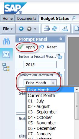 In this example, change the report to look at the prior month instead of the current month.