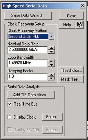 Configuring a serial data trigger in the 8b/10b protocol. Flexible clock recovery You can choose constant-frequency, firstorder phase-locked loop (PLL), or secondorder PLL clock recovery.