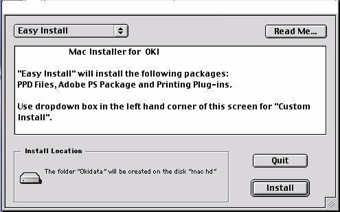 Macintosh Installation OS 9.1 to 9.2.x 1 Install the Driver 1. Turn the MFP ON, then turn the computer ON. 2. Insert the printer driver CD (CD1) into your CD-ROM drive. 3.