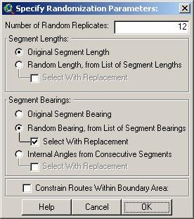 Random routes will be generated with the same number of segments as the original route and will all begin at the starting point of the original route.
