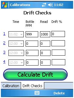 31 Drift Checks At the bottom of the calibration form you have a button for Drift Checks. You choose the cylinder of gas you want to use and apply the gas to the analyzer. It stores the value.