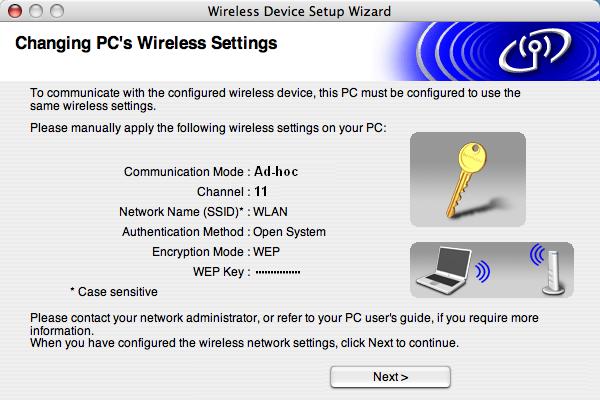 After making your selection, click Next and the Wizard will search for available wireless networks.