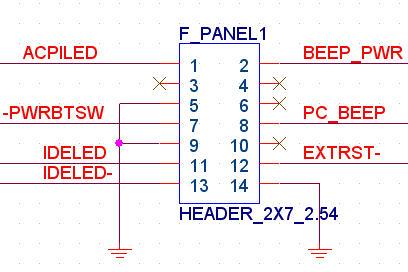 2 +5V 3 N/C 4 N/C 5 GROUND 6 N/C Power 7 PWRBTN+ 8 SPEAKER Button 9 PWRBTN- Reset 10 N/C HDD