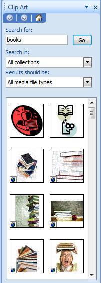 2. Adding an image from Clip Art - To add an image to a page,