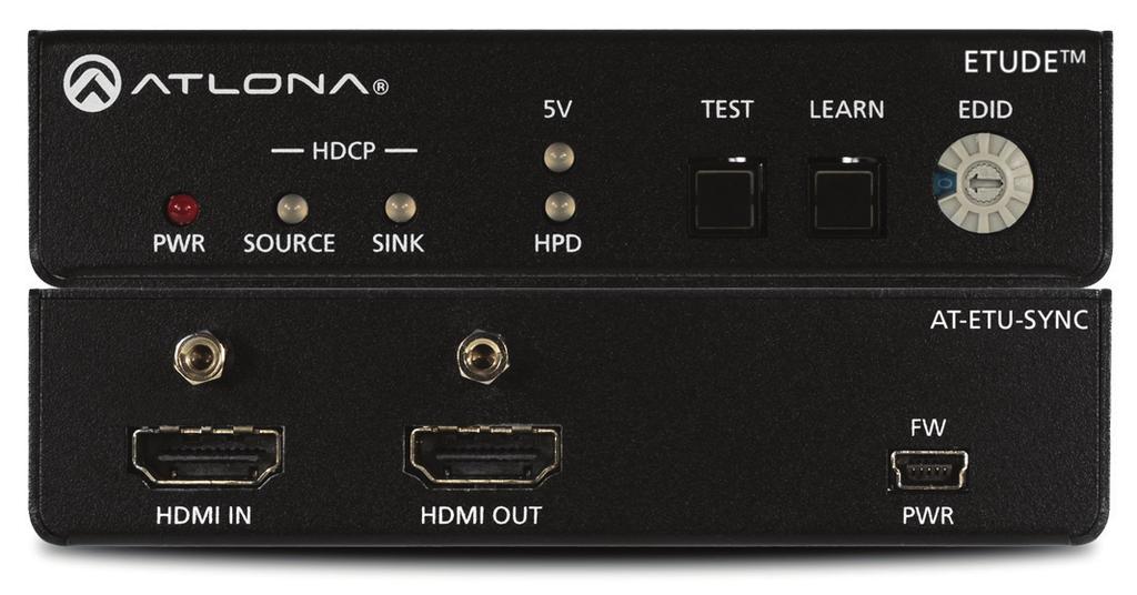 AT-ETU-SYNC The Atlona Etude Sync (AT-ETU-SYNC) provides EDID emulation and Hot Plug Detect communication between HDMI sink and source devices.