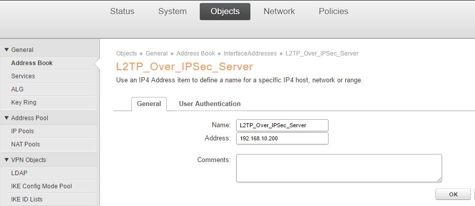 Setting up L2TP Over IPSec Server for remote access to LAN Remote clients: Android 5.0, ios v10.3, Mac OS v10.12.2 and Windows 7. Step 1. Log into the firewall.