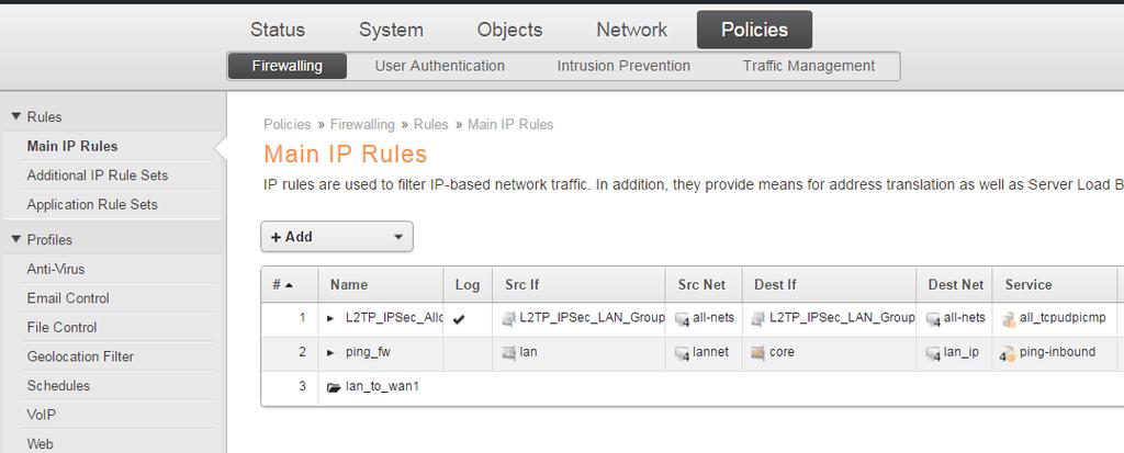 Allow. Set Source Interface/Network as L2TP_IPSec_LAN_Group /all-nets.