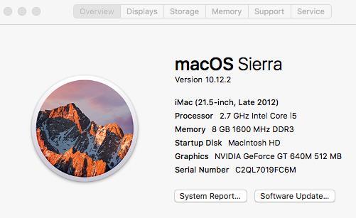 MAC OS Sierra v10.12.2 Settings. 3.