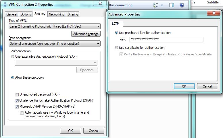 the DFL. 4.1 Go to Security tab: Type of VPN set as L2TP/IPSec.