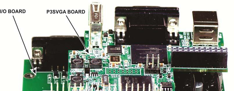 The connector on the P3SVGA board mates with the connector on the I/O board that originally received