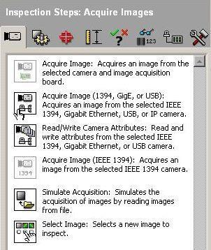 At the right hand side of this user interface one will find a tool box called Inspection Steps: Acquire Images (see figure 4).