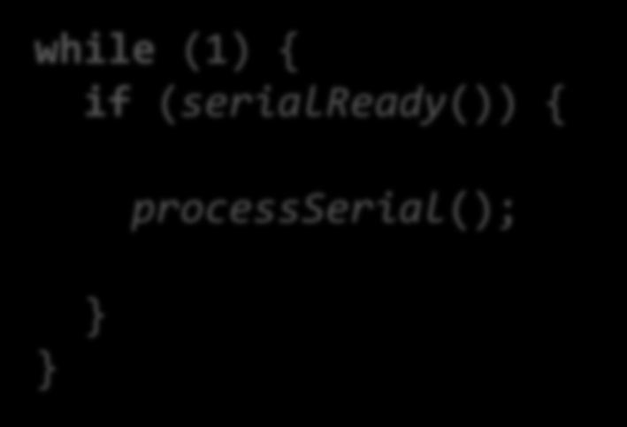 Applying C-FLAT to Syringe Pump main() while (1) { if (serialready()) { processserial(); } }