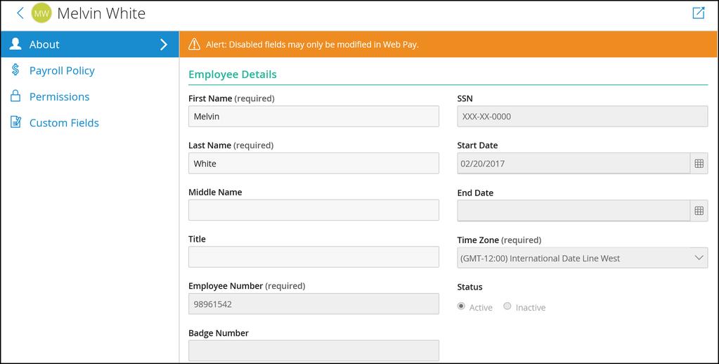 Regular Employee - Web Time integrated with Web Pay Use the sidebar navigation menu on the left side of the page to navigate through the menu options.