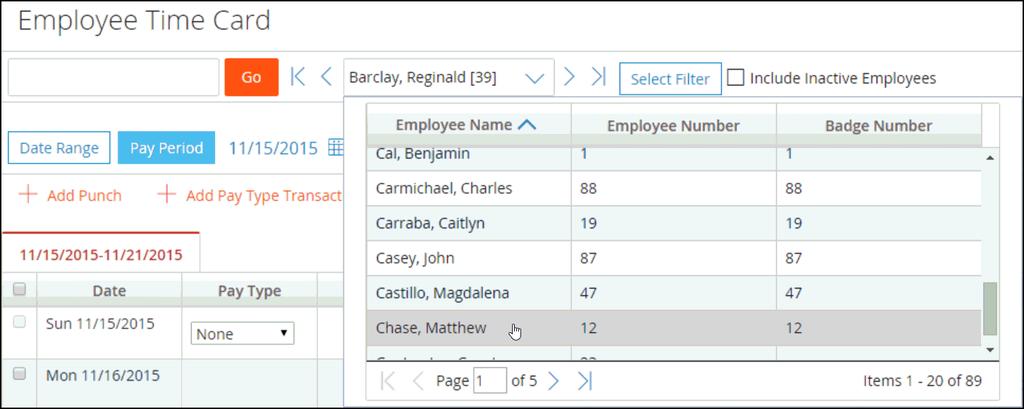 Important Notes To find an inactive employee record, click into the Include Inactive Employees check box before choosing