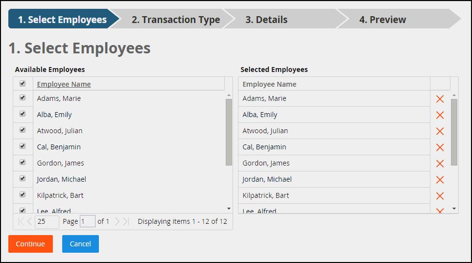 Mass Transaction Editor Description Edit several employee time cards at one