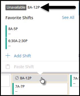 Copy and Paste a Shift Copy and paste an existing shift on an employee's
