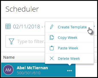 Important Notes All boxes of the View Settings page are checked by default. Create Templates from Scheduler Page A schedule template can be created from an existing schedule on the Scheduler page.