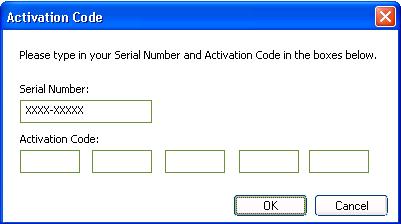Installing Step 2: Registering the Application 5. Click the Register button. A registration dialog appears allowing you to enter your Serial Number and Activation Code.