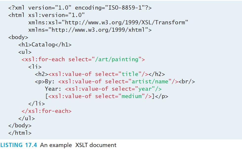 XSLT Example XSLT document that converts