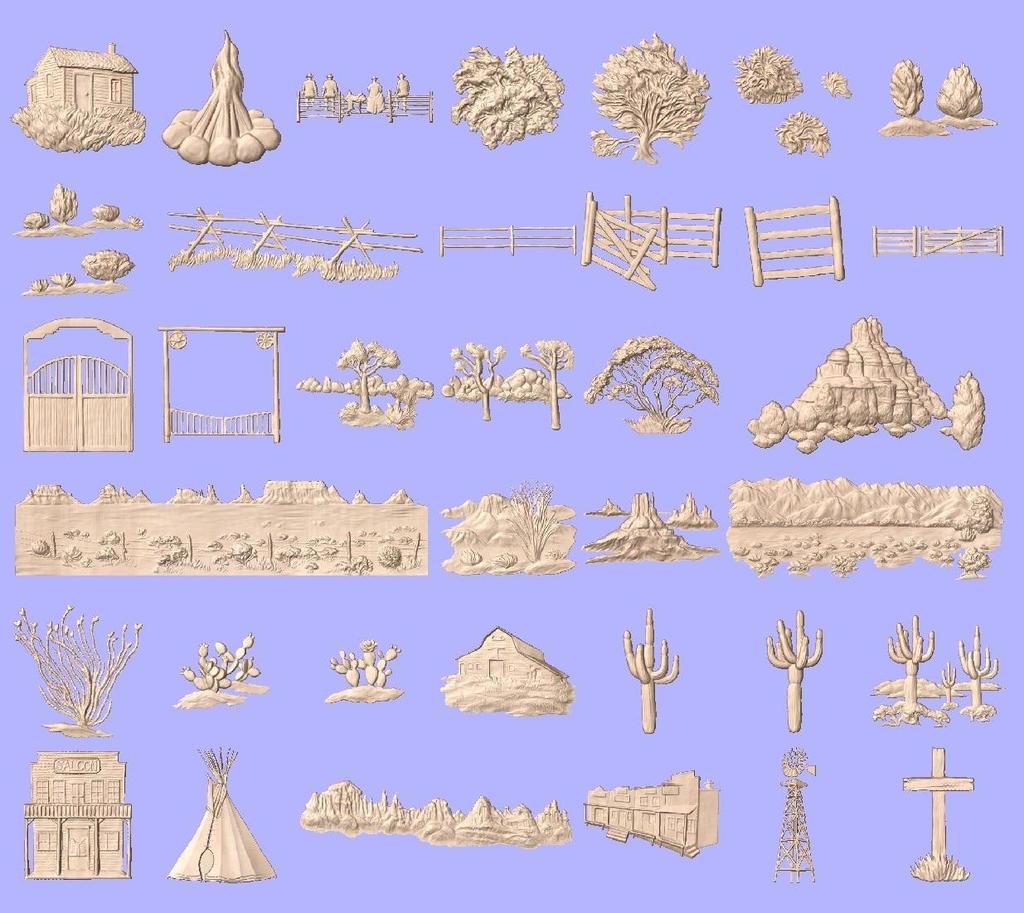 Scenery Models The image above shows all 39 individual Scenery models which are included with the