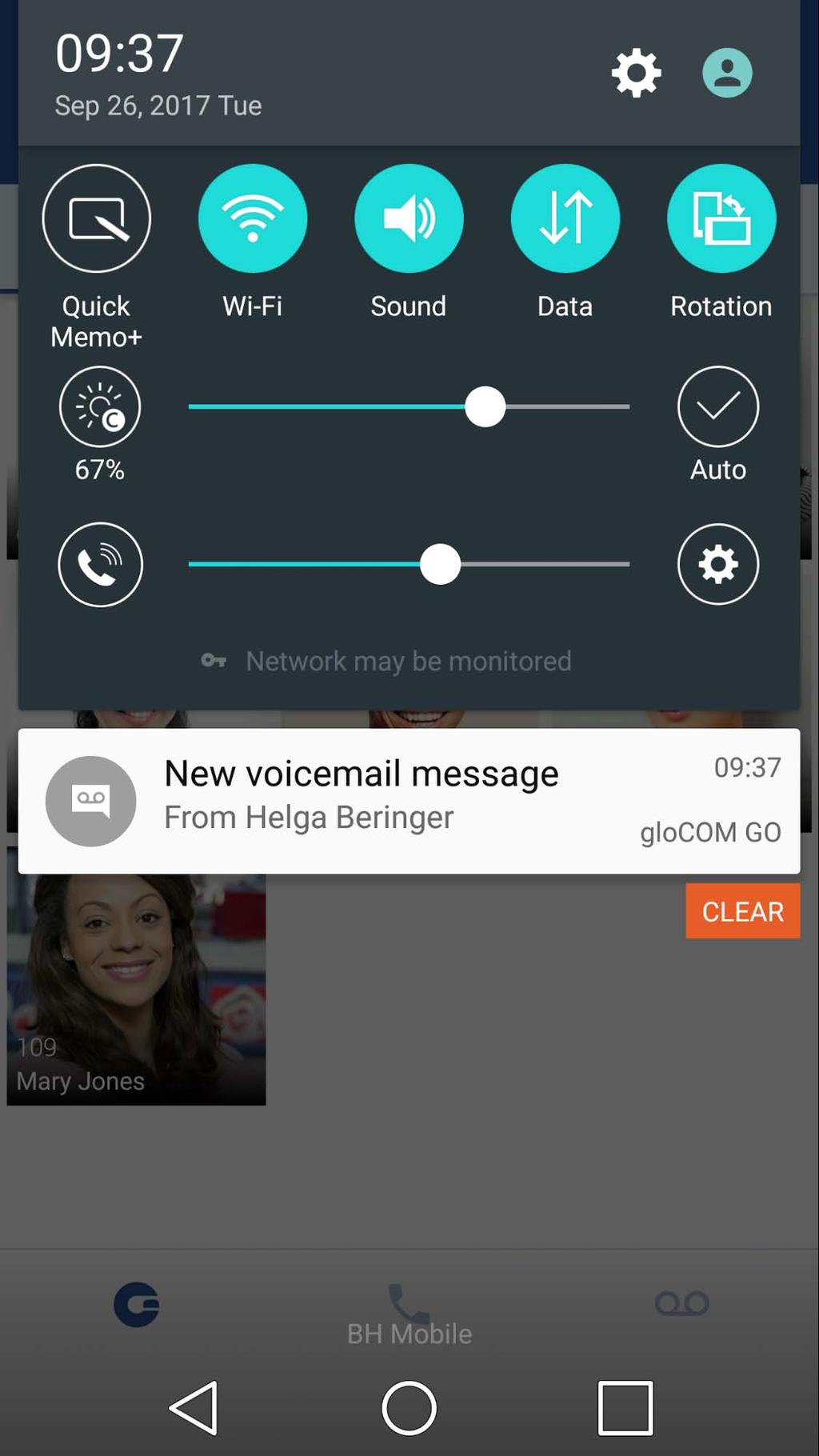 Voicemail management With glocom GO you can listen to new