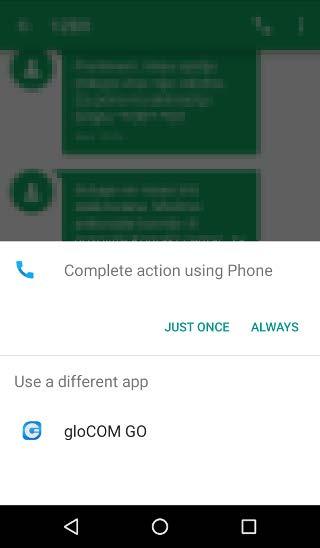 Integration with Android s dialer glocom GO can integrate with Android s dialer and show itself as an option in system s Complete action with dialog when a call is about to be made.